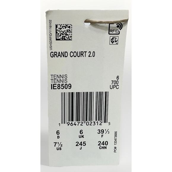 Adidas Grand Court 2.0 Women Size 7.5 Comfy Casual Rio White Red IE8509 New - Picture 10 of 10